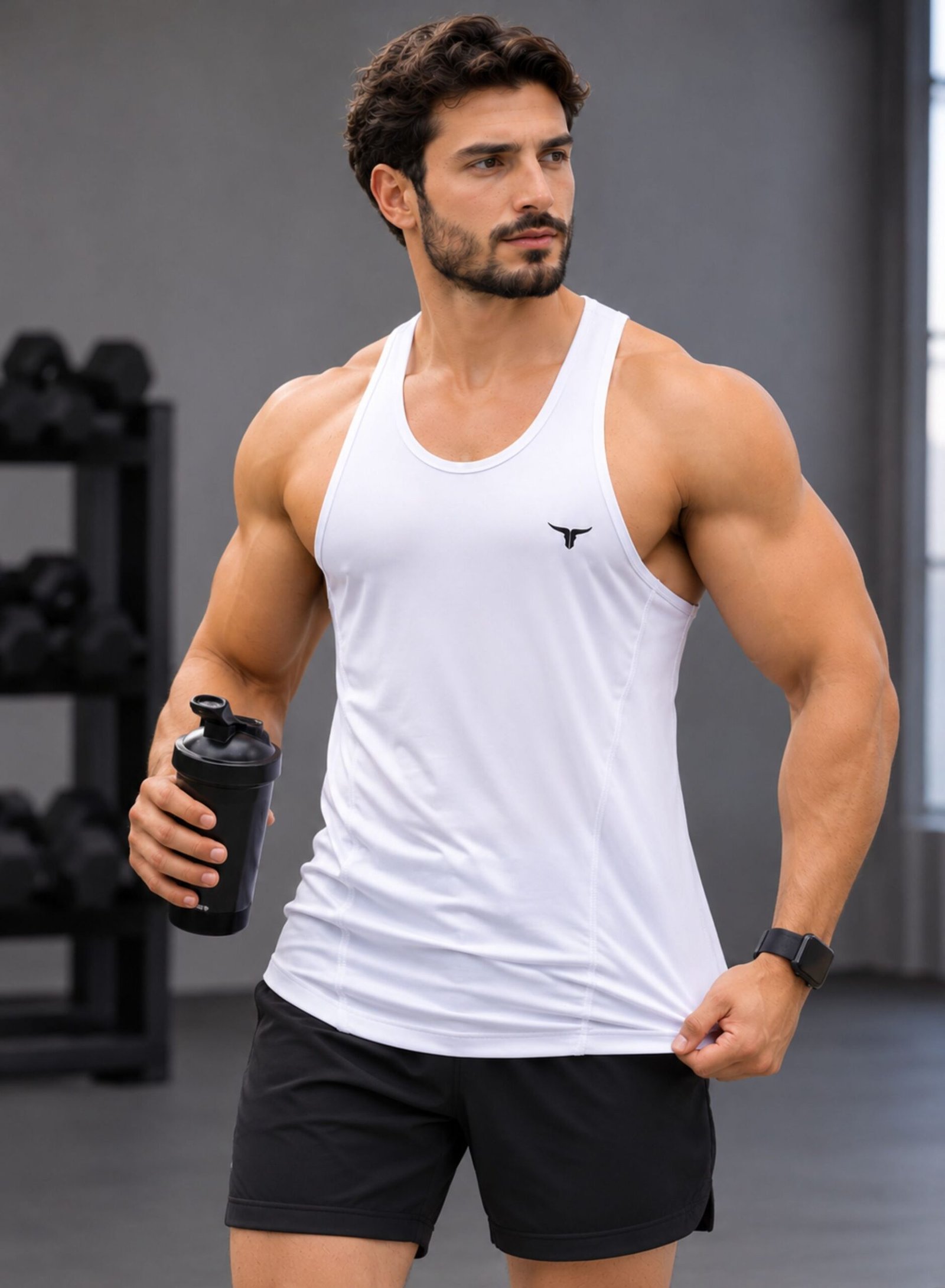 MuscleHustle Mens Tank Top-White - Image 5