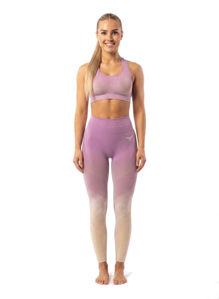 OmbreFlex Hollow Out Gradient Leggings-Pink Beige - Image 4
