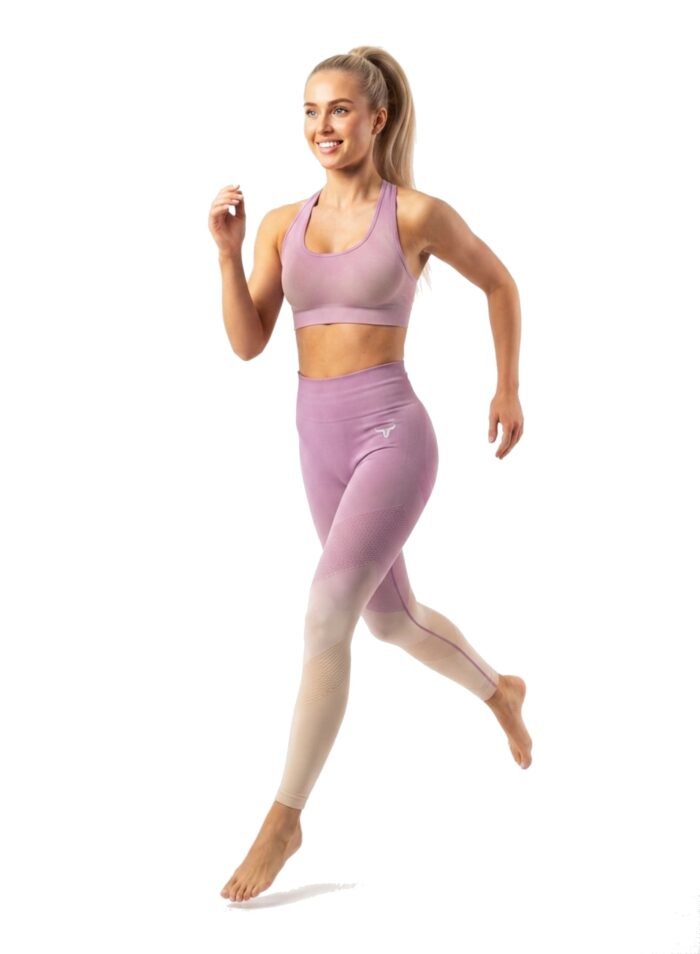 OmbreFlex Hollow Out Gradient Leggings-Pink Beige - Image 3