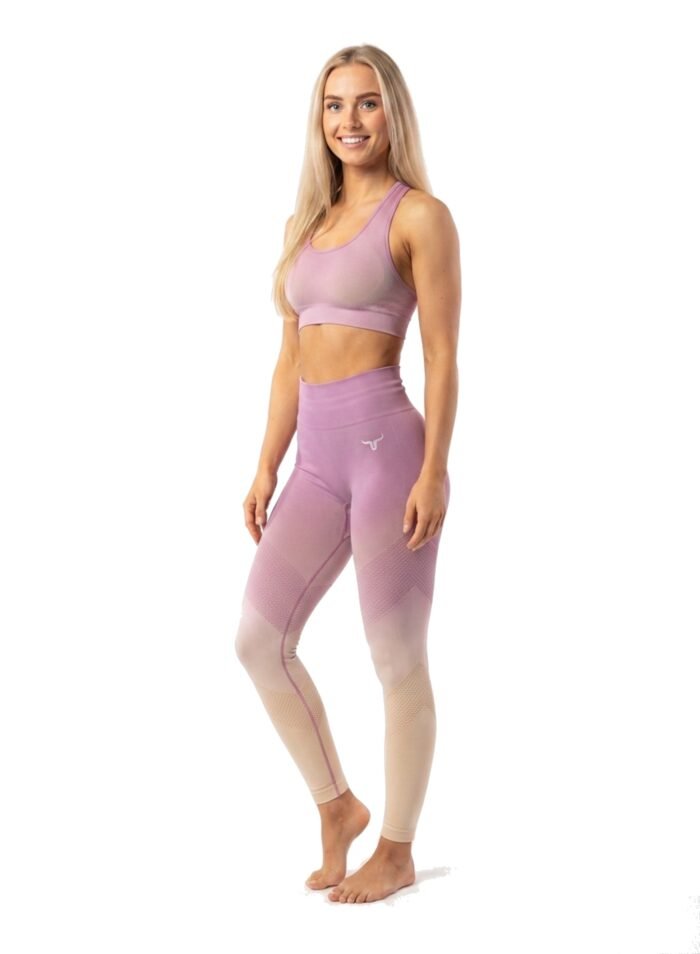 OmbreFlex Hollow Out Gradient Leggings-Pink Beige