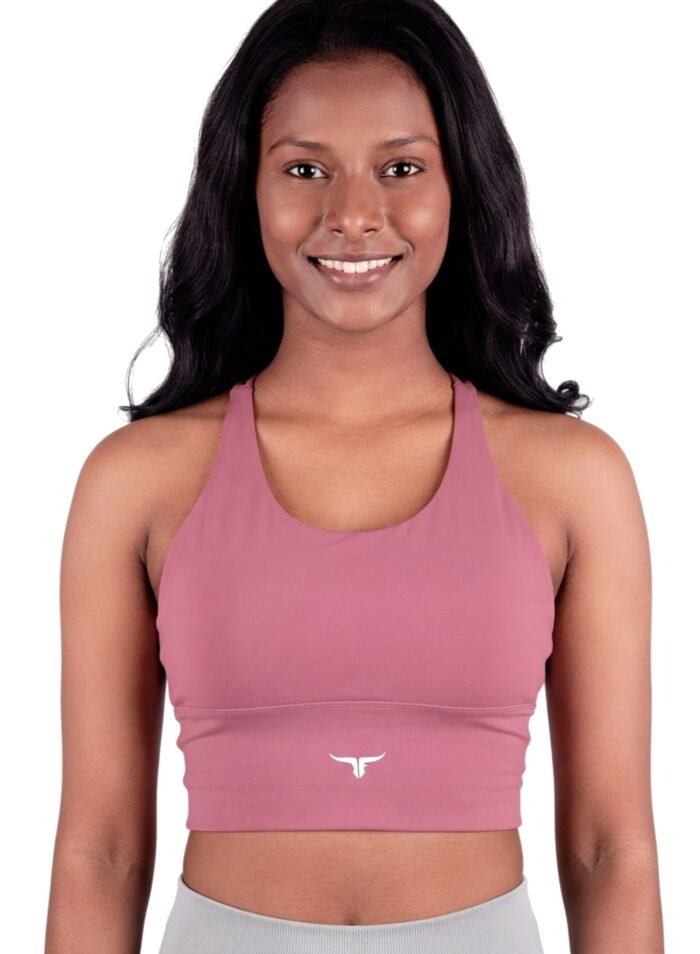 Alternative view of AeroFit High-intensity Long Line Sports Bra-Rose Red